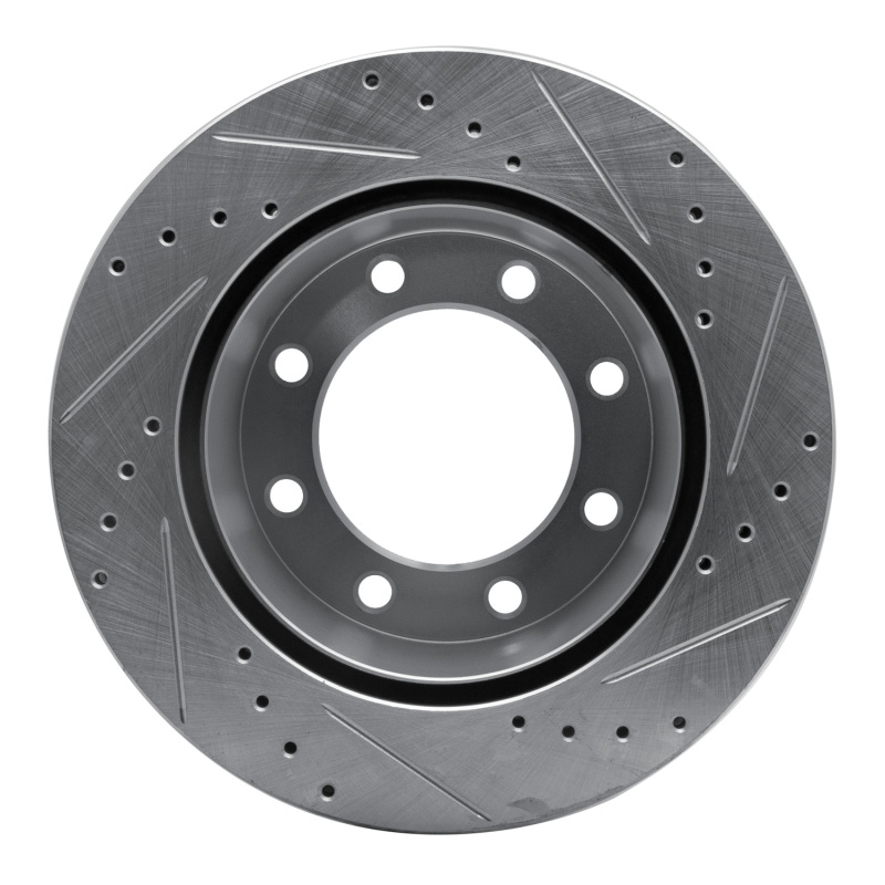 Ford F-250 Super Duty Brake Rotor (1) - Rear Left - R1 Concepts - Drilled & Slotted - Silver - `05-`12